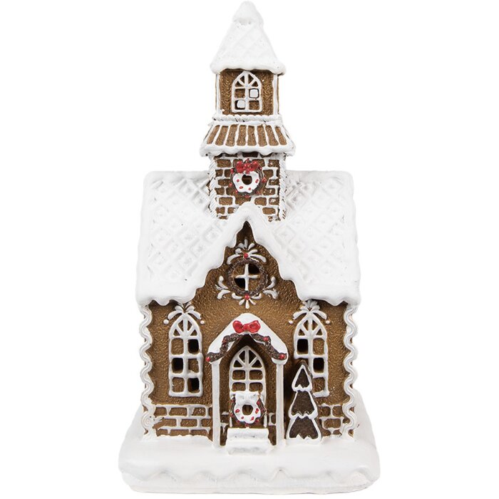 Clayre & Eef Maison en pain dépices avec LED 13x11x25 cm Polyrésine Décoration de Noël