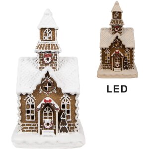 Clayre & Eef Maison en pain dépices avec LED 13x11x25 cm Polyrésine Décoration de Noël