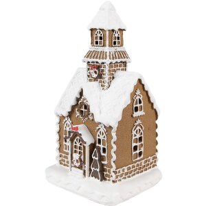 Clayre & Eef Maison en pain dépices avec LED 13x11x25 cm Polyrésine Décoration de Noël