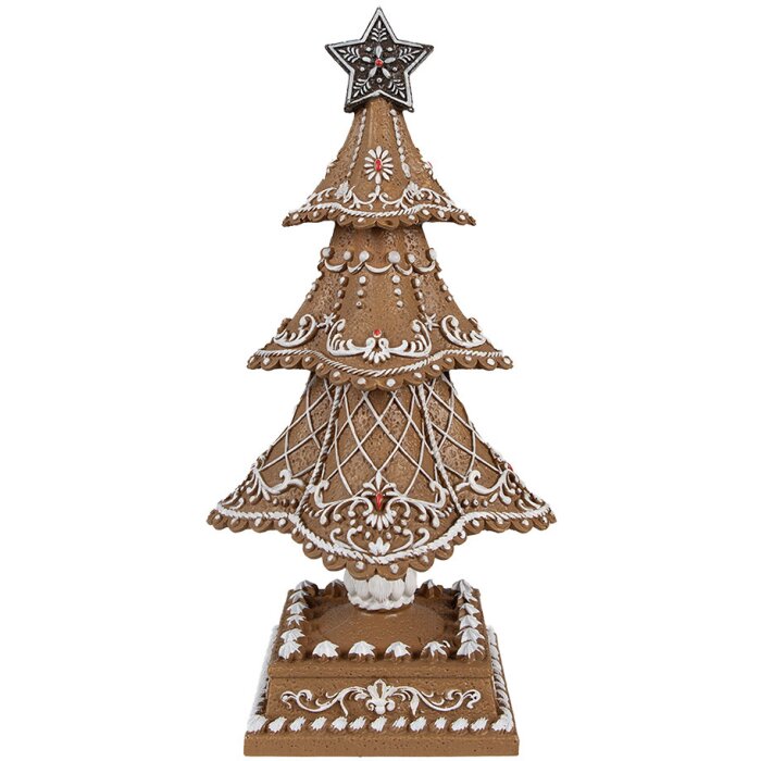 Clayre & Eef Décoration de Noël Arbre Ø18x32cm Brun Design pain dépices Polyrésine