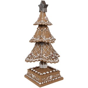 Clayre & Eef Décoration de Noël Arbre Ø18x32cm Brun Design pain dépices Polyrésine