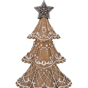 Clayre & Eef Décoration de Noël Arbre Ø18x32cm Brun Design pain dépices Polyrésine