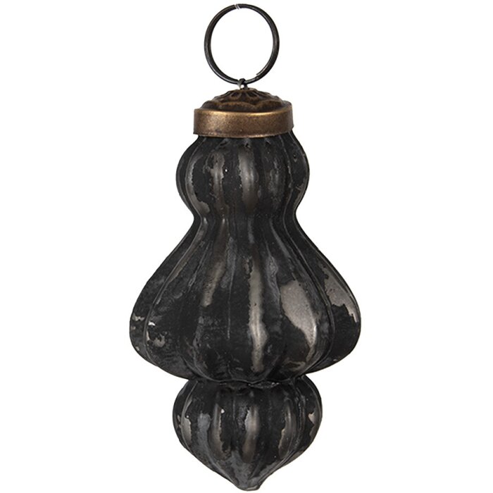 Clayre & Eef 6GL4693 Boule de Noël Noir Gris Ø 5x8 cm Verre