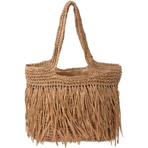 Sac de plage Juleeze 42x42 cm marron design boho avec...