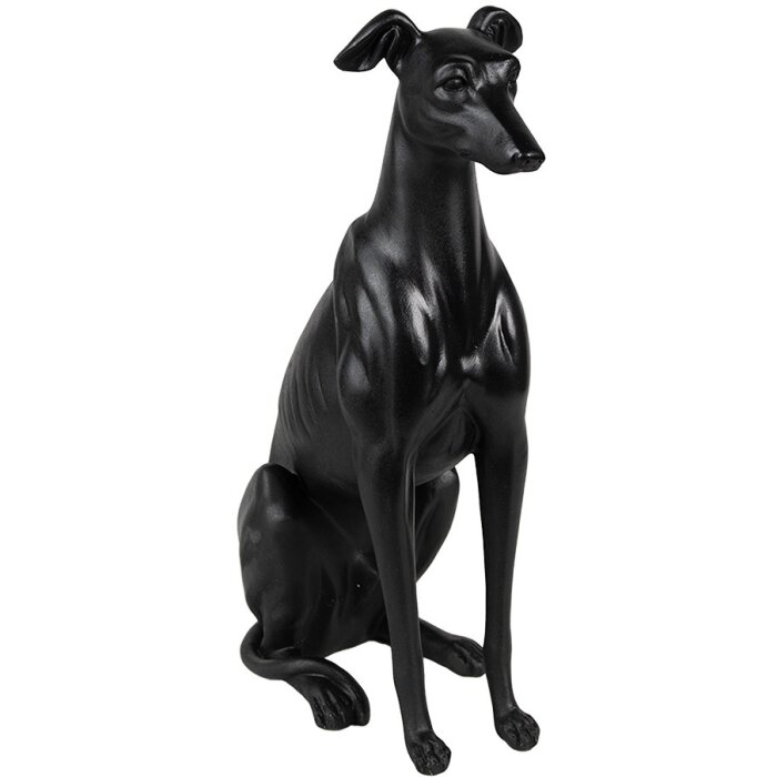 Clayre & Eef 6PR5069 Figurine décorative Chien noir 20x10x30 cm Polyrésine