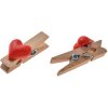 Clayre & Eef 65636 Agrafe avec coeur set de 8 pièces rouge brun bois 1x2x3 cm