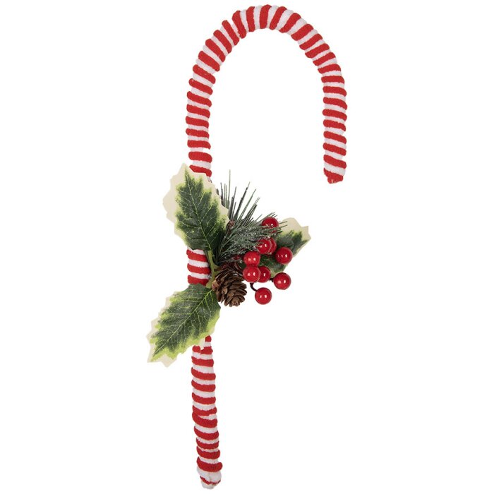 Clayre & Eef 65852 Décoration de Noël canne à sucre rouge blanc 13x3x30 cm plastique