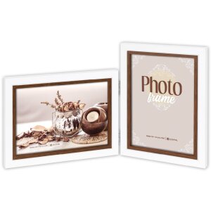 ZEP cadre double Caen 2 photos 13x18 cm blanc marron...