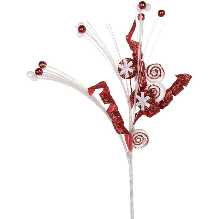 Clayre & Eef 65866 Décoration Lollipop Rouge Blanc 15x3x42 cm Plastique