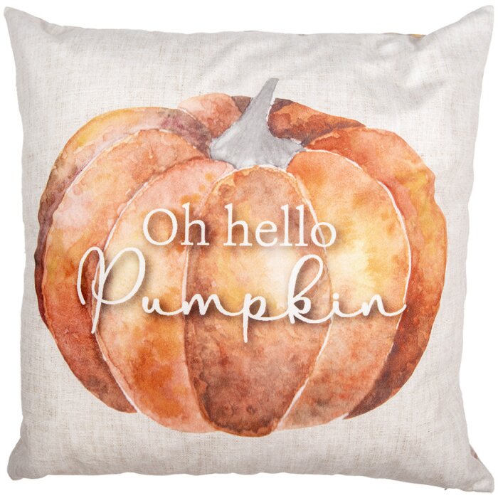 Clayre & Eef PPS21 Housse de coussin 45x45 cm Beige Orange Oh Hello Pumpkin Automne