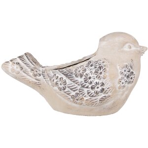 Clayre & Eef 6TE0541 Pot de fleurs oiseau beige...