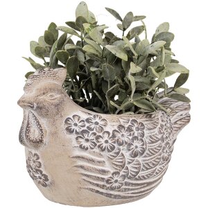 Clayre & Eef 6TE0542L Pot de fleurs Poulet Beige Marron 26x16x15 cm