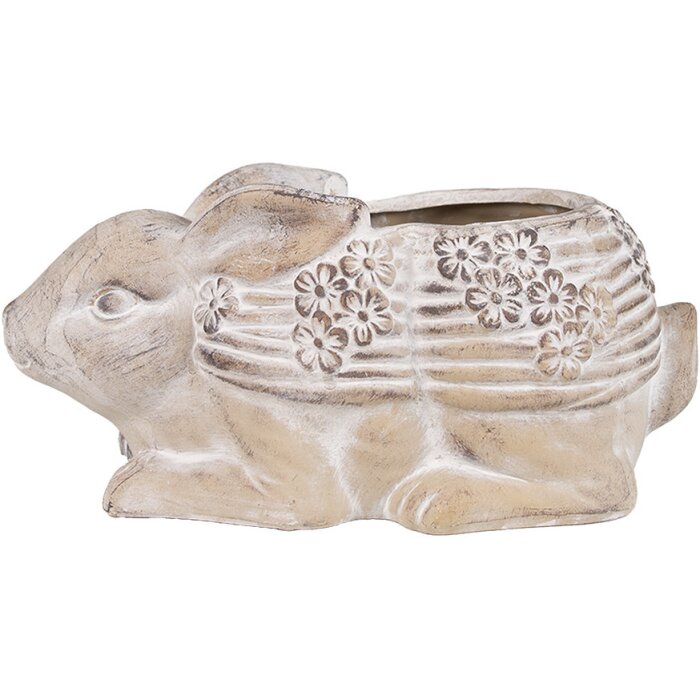 Clayre & Eef 6TE0543 Pot de fleurs Lapin Beige Marron 30x17x13 cm Pierre