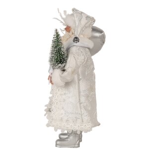 Clayre & Eef 65591 Père Noël figurine décorative blanche argentée 16x10x27 cm