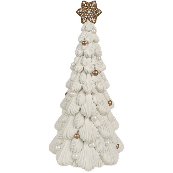 Clayre & Eef 6PR4245 Sapin de Noël Décoration Blanc Marron Ø 15x31 cm Polyrésine