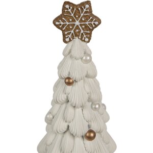 Clayre & Eef 6PR4245 Sapin de Noël Décoration Blanc Marron Ø 15x31 cm Polyrésine