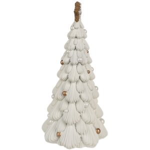 Clayre & Eef 6PR4245 Sapin de Noël Décoration Blanc Marron Ø 15x31 cm Polyrésine