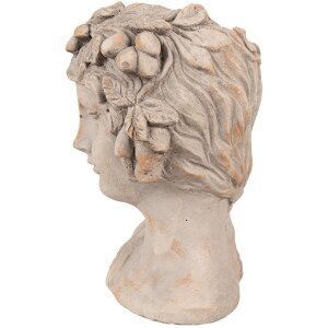 Clayre & Eef 6TE0546M Pot de fleurs tête de pierre gris 16x14x22 cm