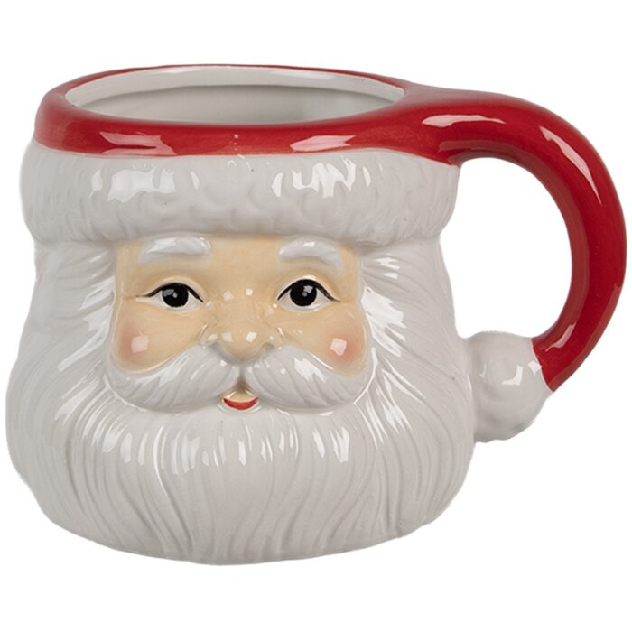 Clayre & Eef 6CEMU0154 Mug Père Noël blanc rouge 400 ml 14x11x9 cm