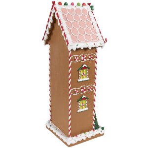 Clayre & Eef 6PR4250 Maison de Noël marron blanc 17x14x40 cm Polyrésine