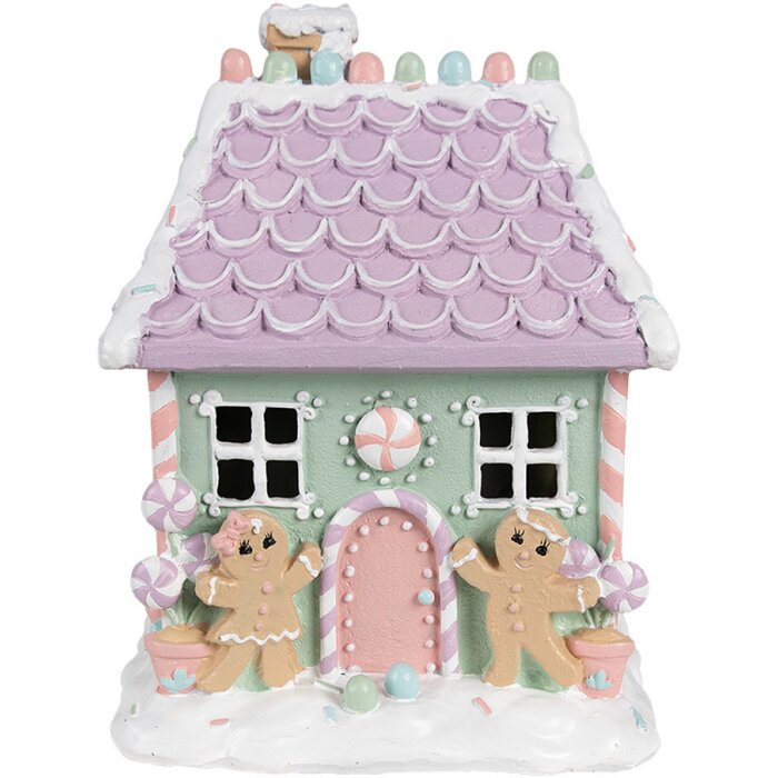 Clayre & Eef 6PR4267 Maison décorative Noël Vert Rose Violet 17x14x21 cm