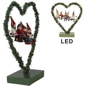 Clayre & Eef 65531 LED Décoration Cœur Lutin 26x9x28 cm Décoration de Noël Campagne