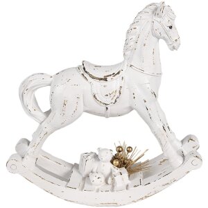 Clayre & Eef 6PR4285 Deko Cheval à bascule Blanc Antique 25x7x25 cm Polyrésine