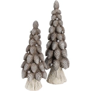 Clayre & Eef 6PR4298 Arbre décoratif brun blanc Ø 7x19 cm style campagnard Polyrésine