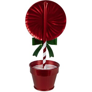 Clayre & Eef 6Y5626 Décoration Lollipop rouge blanc métal 12x9x26 cm