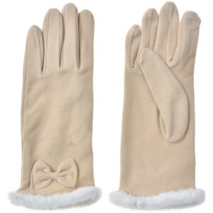 Juleeze JZGL0089BE Gants Beige Nœud Fourrure...