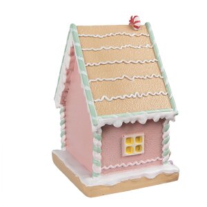 Clayre & Eef 6PR4264 Porte-chaussettes de Noël Maison en pain dépices rose 13x10x18 cm