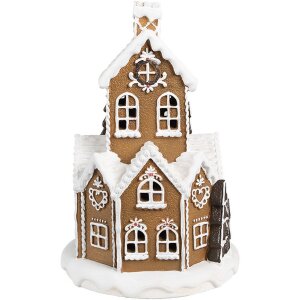 Clayre & Eef 6PR4310 Maison en pain dépices LED Ø 21x33 cm Polyrésine brun blanc