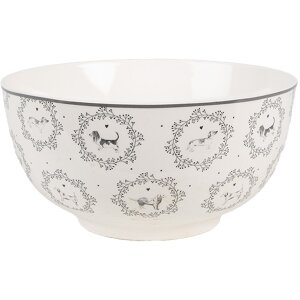 Clayre & Eef LGDBO Bol de soupe Porcelaine Blanc Gris...