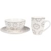 Clayre & Eef LGDMU Tasse en porcelaine Chiens Blancs Gris 325 ml style campagnard