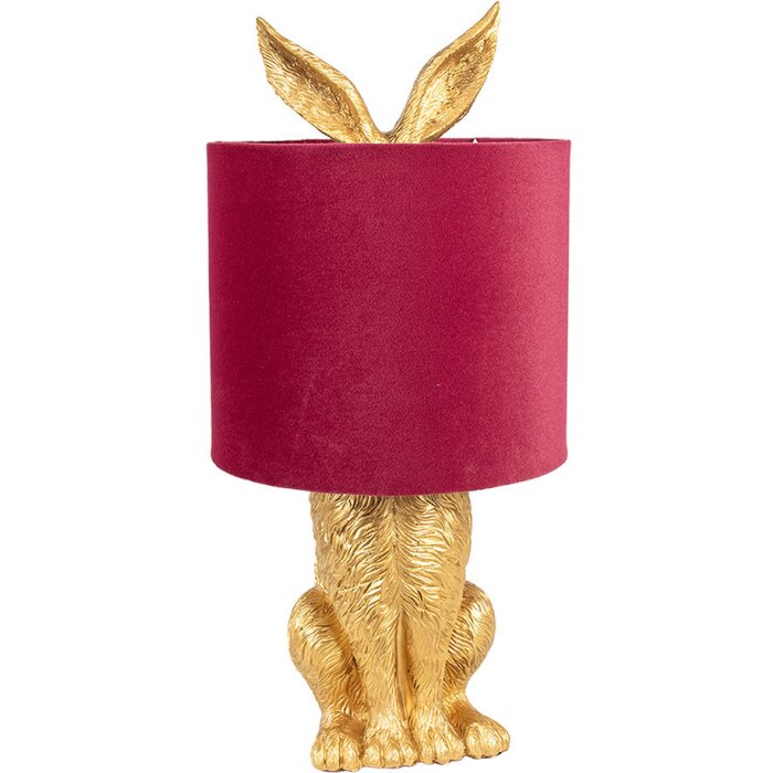 Clayre & Eef 6LMC0099GOVBU Lampe de table Lapin Or Rouge Ø 20x43 cm E27 60W