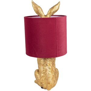 Clayre & Eef 6LMC0099GOVBU Lampe de table Lapin Or Rouge Ø 20x43 cm E27 60W