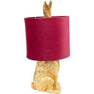 Clayre & Eef 6LMC0099GOVBU Lampe de table Lapin Or Rouge Ø 20x43 cm E27 60W