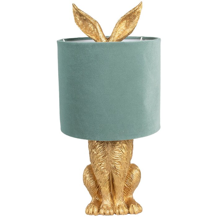 Clayre & Eef 6LMC0099GOVLGR Lampe de table Lapin Or Vert Ø 20x43 cm E27 60W