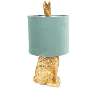 Clayre & Eef 6LMC0099GOVLGR Lampe de table Lapin Or Vert Ø 20x43 cm E27 60W