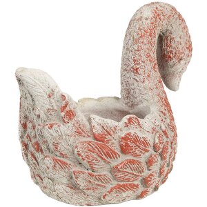 Clayre & Eef 6TE0549 Pot de fleurs Cygne aspect antique Gris Rouge 19x11x15 cm Pierre