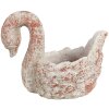 Clayre & Eef 6TE0549 Pot de fleurs Cygne aspect antique Gris Rouge 19x11x15 cm Pierre