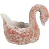 Clayre & Eef 6TE0549 Pot de fleurs Cygne aspect antique Gris Rouge 19x11x15 cm Pierre