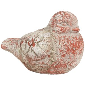 Clayre & Eef 6TE0550 Décoration Oiseau Gris Rouge Pierre 14x9x10 cm Style antique