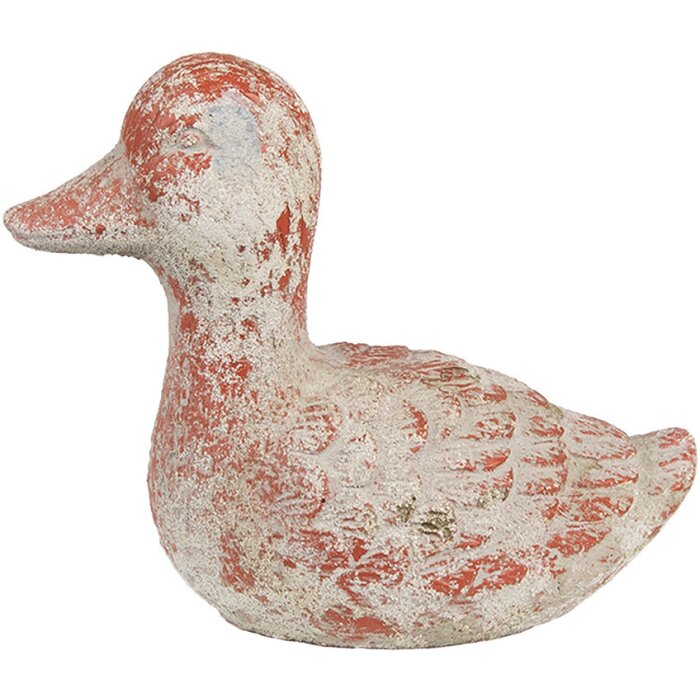 Clayre & Eef 6TE0552 Décoration Canard Gris Rouge 15x8x12 cm Pierre Antique