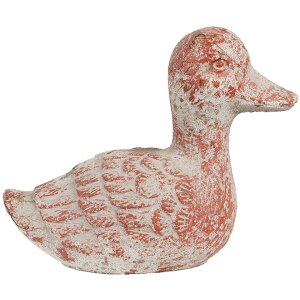 Clayre & Eef 6TE0552 Décoration Canard Gris Rouge 15x8x12 cm Pierre Antique