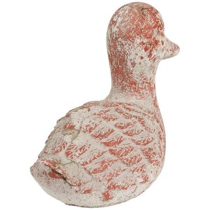 Clayre & Eef 6TE0552 Décoration Canard Gris Rouge 15x8x12 cm Pierre Antique