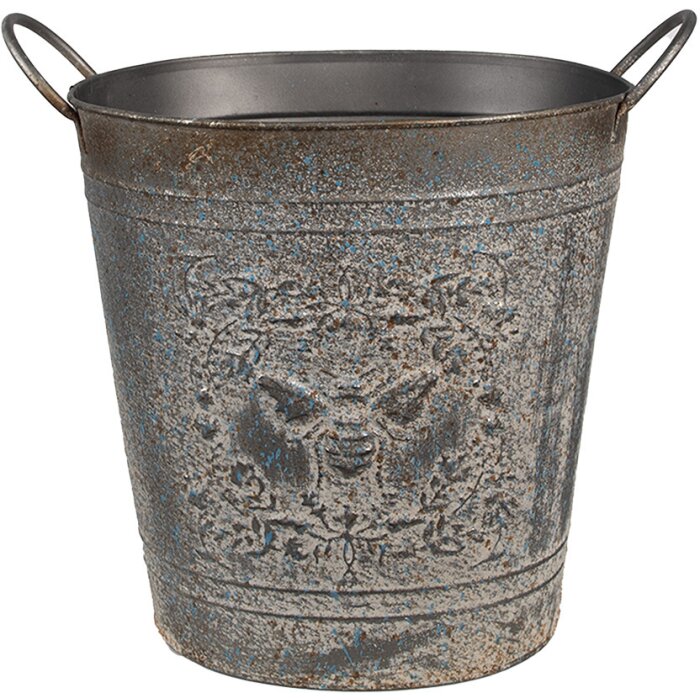 Clayre & Eef 6Y5684 Décoration Pot de fleurs métal gris 35x22x32 cm Style antique