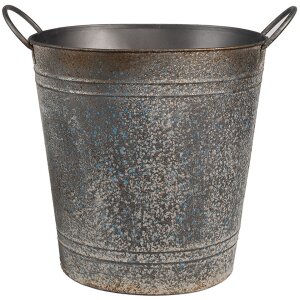 Clayre & Eef 6Y5684 Décoration Pot de fleurs métal gris 35x22x32 cm Style antique