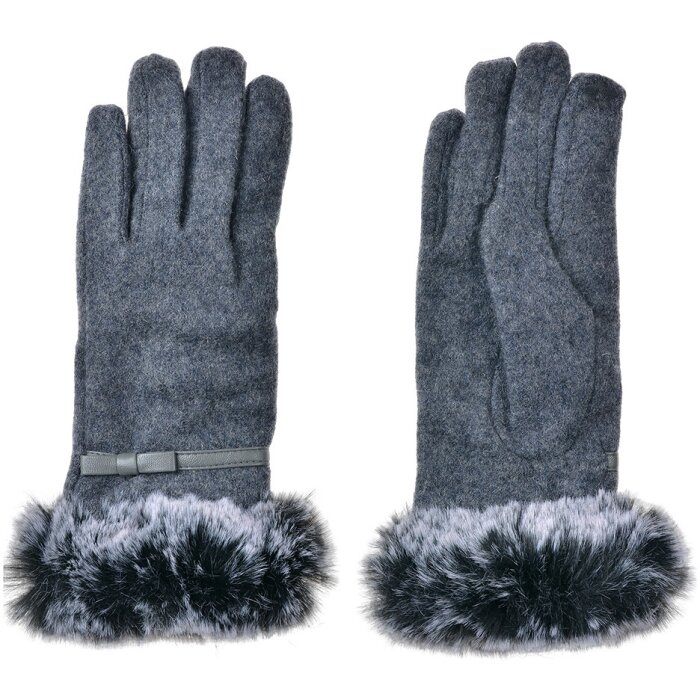 Juleeze JZGL0097 Gants gris 9x23x2 cm avec fourrure synthétique 100% polyester