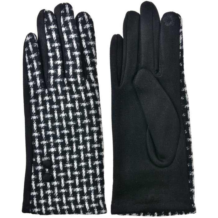 Juleeze JZGL0101Z Gants noirs 9x23x1 cm motif à carreaux élégant